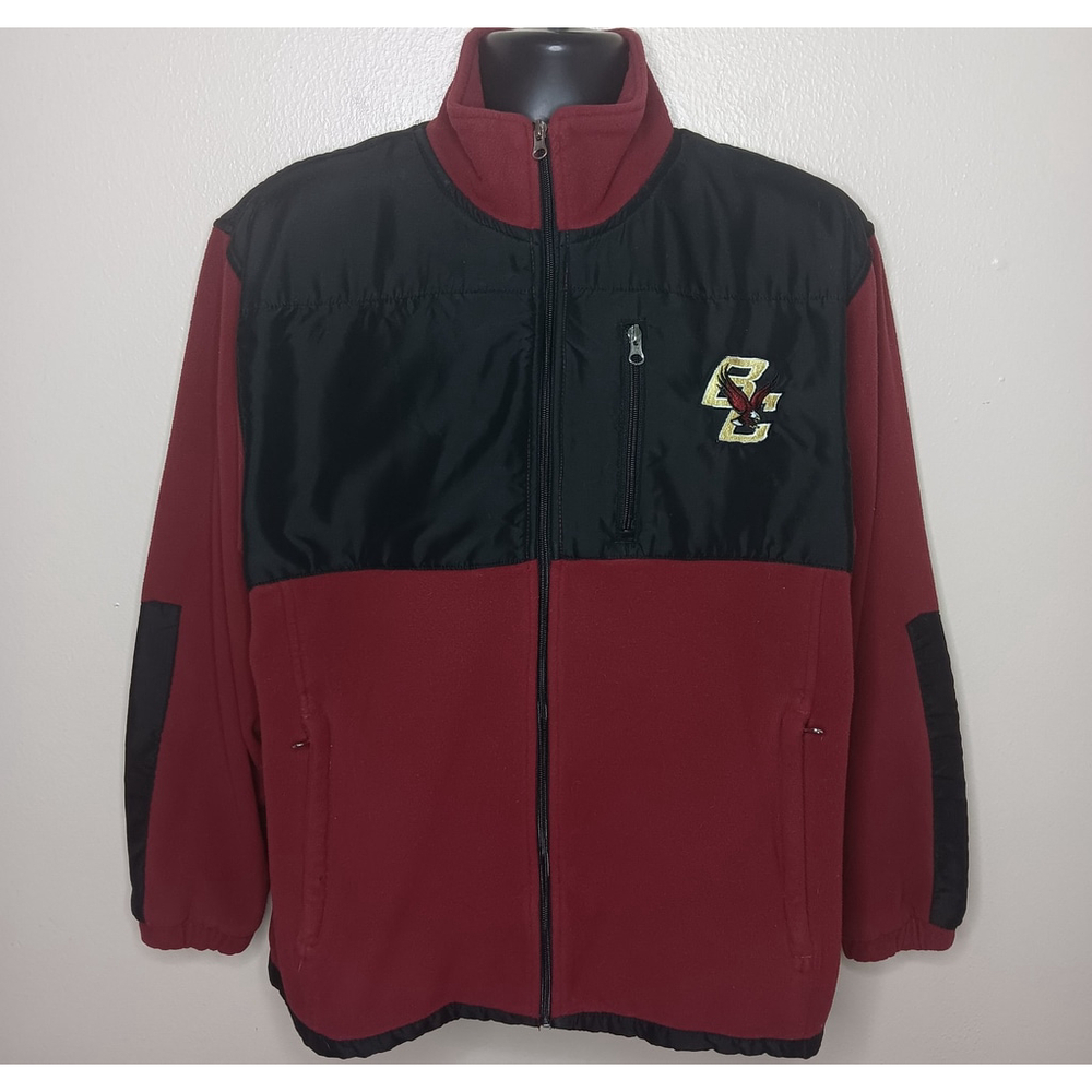 Vintage Boston College Eagles Men's Large Fleece Jacket NCAA Full Zi0 Maroon GS
